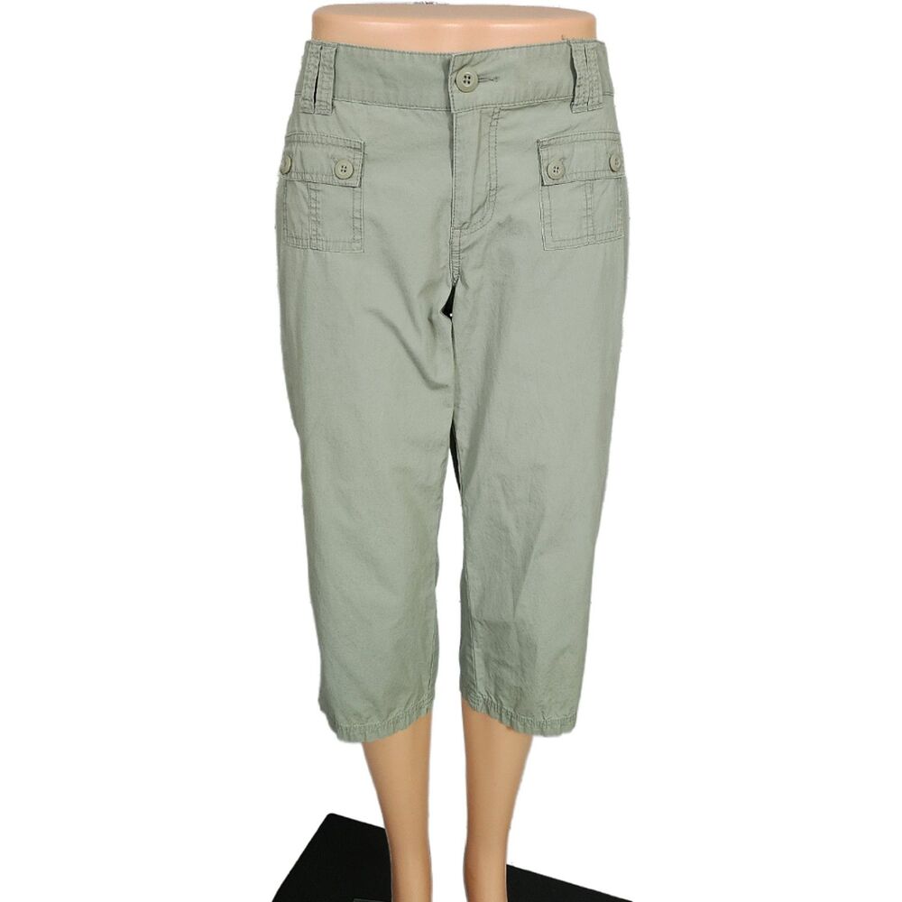 Vintage Y2K SO Sage Green Cargo Capri Pants - Size 7